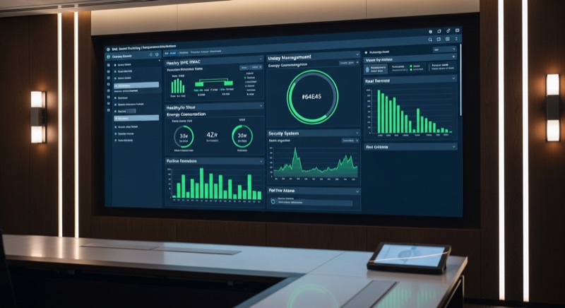 Panel de control de edificio financiero